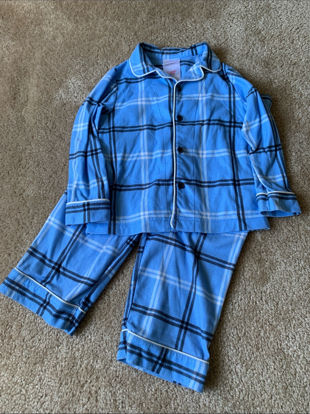 Wondershop Blue Plaid Fleece Pajama Set 3T